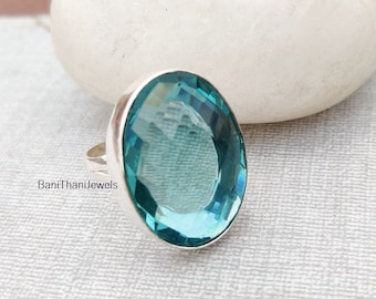 Handmade Aquamarine Ring: 925 Sterling Silver Gemstone Jewelry