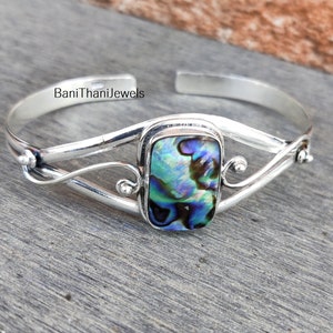 Abalone schelp armband, 925 sterlingzilveren armband, abalone armband, handgemaakte armband, mooie armband, abalone armband, edelsteen armband