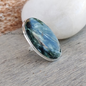 Seraphinite Ring, 925 Sterling Silver Ring, Handmade Ring, Gemstone Ring, Pretty Ring, Statement Ring, Seraphinite Jewelry, Women Ring