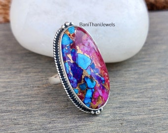 Pink Copper Turquoise Ring, Handmade Ring, Gemstone Ring, 925 Silver Sterling Ring, Pink Turquoise Ring, Women Ring, Pretty Ring, Gift Ring