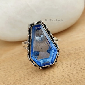 Iolietring, edelsteenring, 925 zilveren ring, iolietsieraden, zilveren ring, handgemaakte ring, blauwe iolietring, iolietsieraden, iolietsieraden