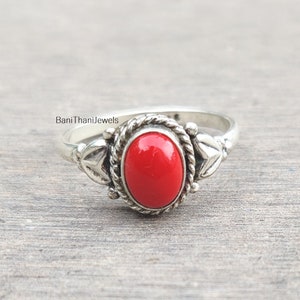 Coral Ring, 925 Silver Sterling Ring, Gemstone Ring, Handmade Ring, Coral Jewelry, Women Ring, Silver Jewelry, Statement Ring, Promise Ring