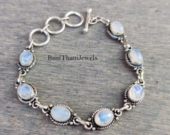 Moonstone Bracelet, Handmade Bracelet, 925 Sterling Bracelet, Moonstone Jewelry, Adjustable Bracelet, Silver Bracelet, Gemstone Bracelet