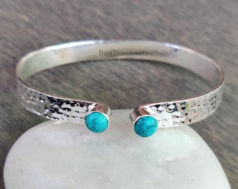 Blue Turquoise Bangle, 925 Sterling Silver Bangle, Turquoise Bangle, Handmade Bangle, Turquoise Bracelet, Gemstone Bangle, Adjustable Bangle