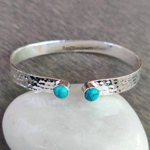 Blue Turquoise Bangle, 925 Sterling Silver Bangle, Turquoise Bangle, Handmade Bangle, Turquoise Bracelet, Gemstone Bangle, Adjustable Bangle