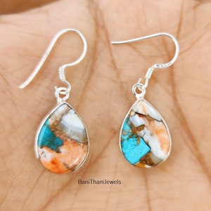 Pendientes de plata de ley 925 con turquesa ostra