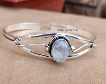 Moonstone Bangle, 925 Sterling Silver Bangle, Gift Bangle, Handmade Bangle, Beautiful Bangle, Moonstone Bracelet, Gemstone Bangle