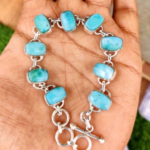 Larimar Armband, 925 Sterling Silber Armband, Larimar Schmuck, handgemachtes Armband, zierliches Armband, hübsches Armband, Edelstein Armband