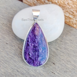 Charoite Pendant, 925 Silver Sterling Pendant, Handmade Pendant, Gemstone Pendant, Charoite Jewelry, Boho Pendant, Charoite Necklace