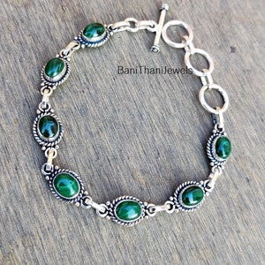 Malachite Bracelet, Malachite Jewelry, Gemstone Bracelet, Adjustable Bracelet, 925 Sterling Bracelet, Handmade Bracelet, Women Bracelet