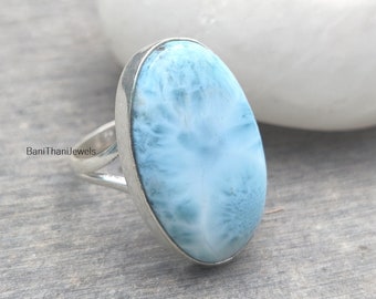 Larimar Ring, Larimar Jewelry, Pretty Ring, Women Ring, Gemstone Ring, 925 Silver Ring, Statement Ring, Handmade Ring, Silver Jewelry