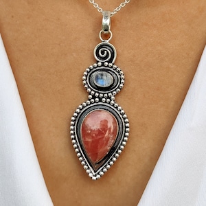 Sunstone Pendant, Moonstone Pendant, 925 Silver Sterling Pendant, Handmade Pendant, Gemstone Pendant, Sunstone Jewelry, Sunstone Necklace