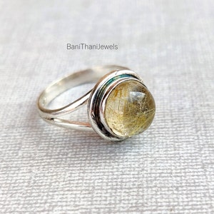 Golden Rutilated Ring, Golden Rutilated Jewelry, Handmade Ring, Gemstone Ring, 925 Sterling Ring, Rutilated Quartz Ring, Pretty Ring