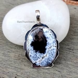 Dendritic Agate Pendant, Dendritic Agate Jewelry, Dendritic Agate Necklace, 925 Silver Sterling Pendant, Gemstone Pendant, Handmade Pendant