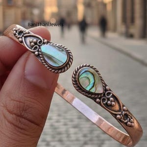 Handgemaakte koperen abalone-armband, edelsteensieraden
