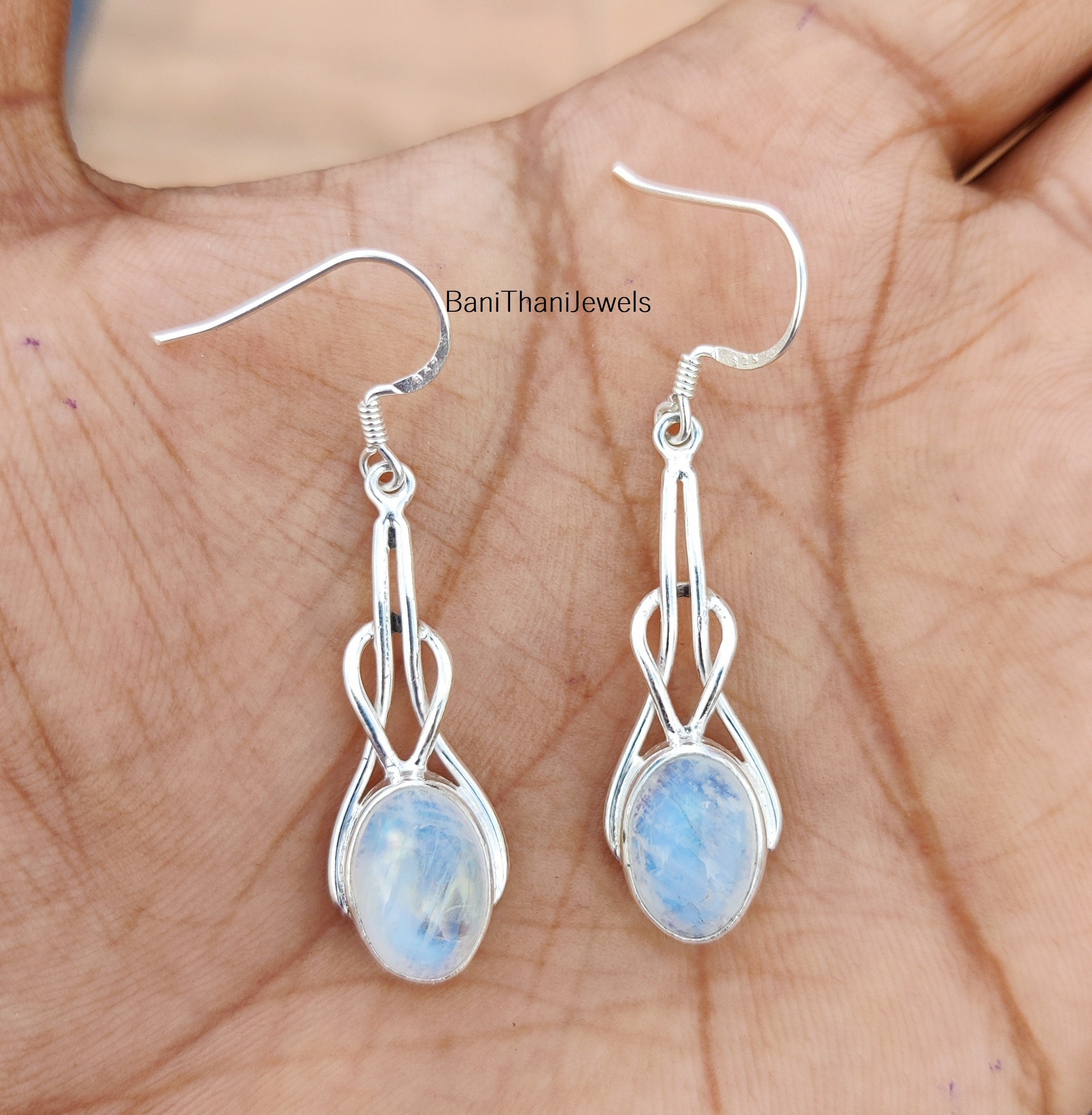 Boucles D'Oreilles Abeille En Argent Sterling 925 Avec Pierre De Lune