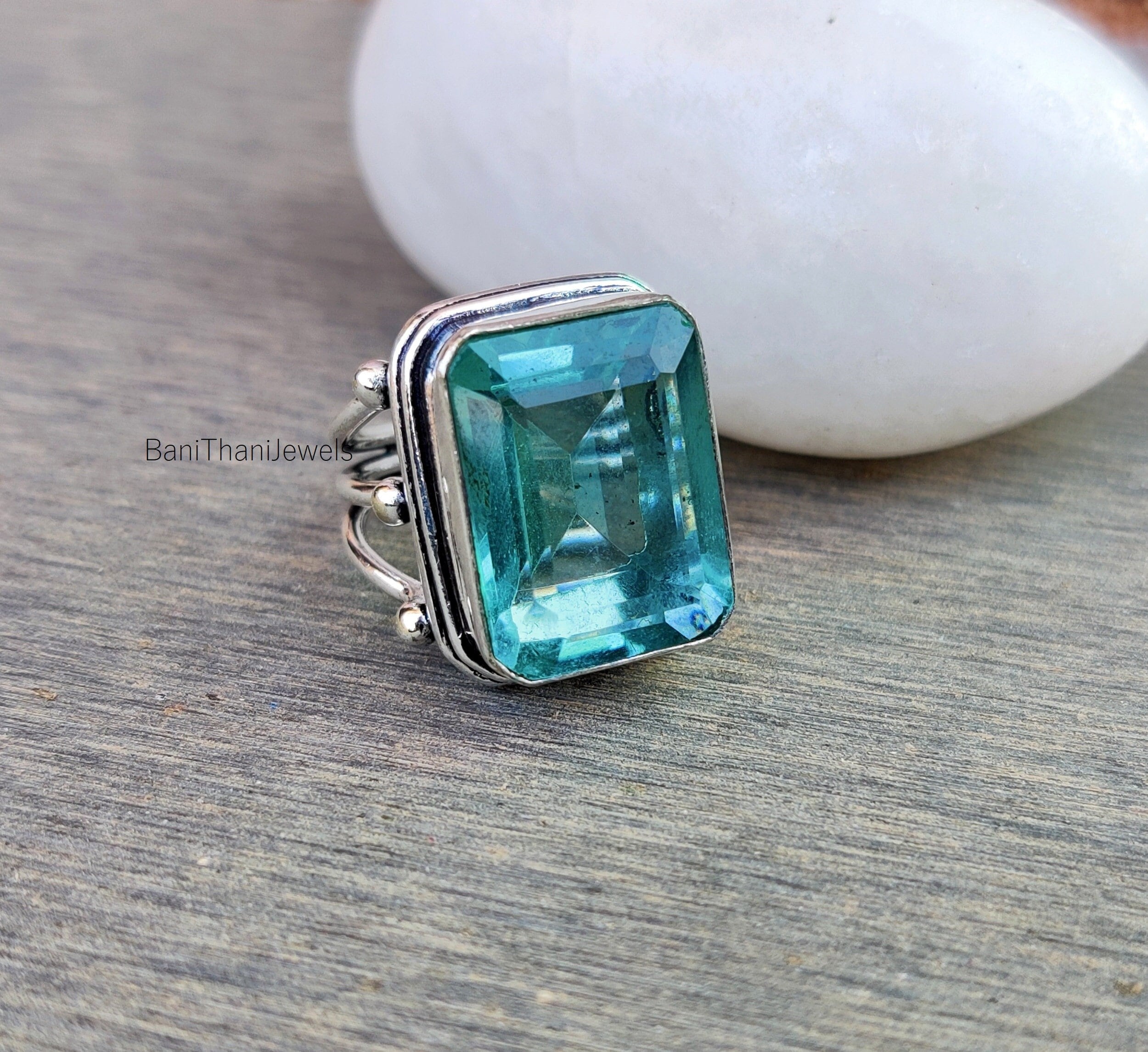 Aquamarine Ring, Handmade Ring, Gemstone Ring, 925 Sterling Silver Ring, Worry Ring, Gift Ring, Dainty Ring, Pretty Ring, Aquamarine Jewelry