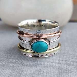 Blue Turquoise Ring, 925 Silver Sterling Ring, Blue Ring, Women Ring, Gemstone Ring, Turquoise Ring, Pretty Ring, Handmade Ring, Silver Ring