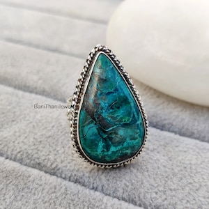 Shattuckite Ring, Handmade Ring, Silver Ring, Women Ring, Gemstone Ring, 925 Sterling Silver Ring,  Pretty Ring, Shattuckite Jewelry