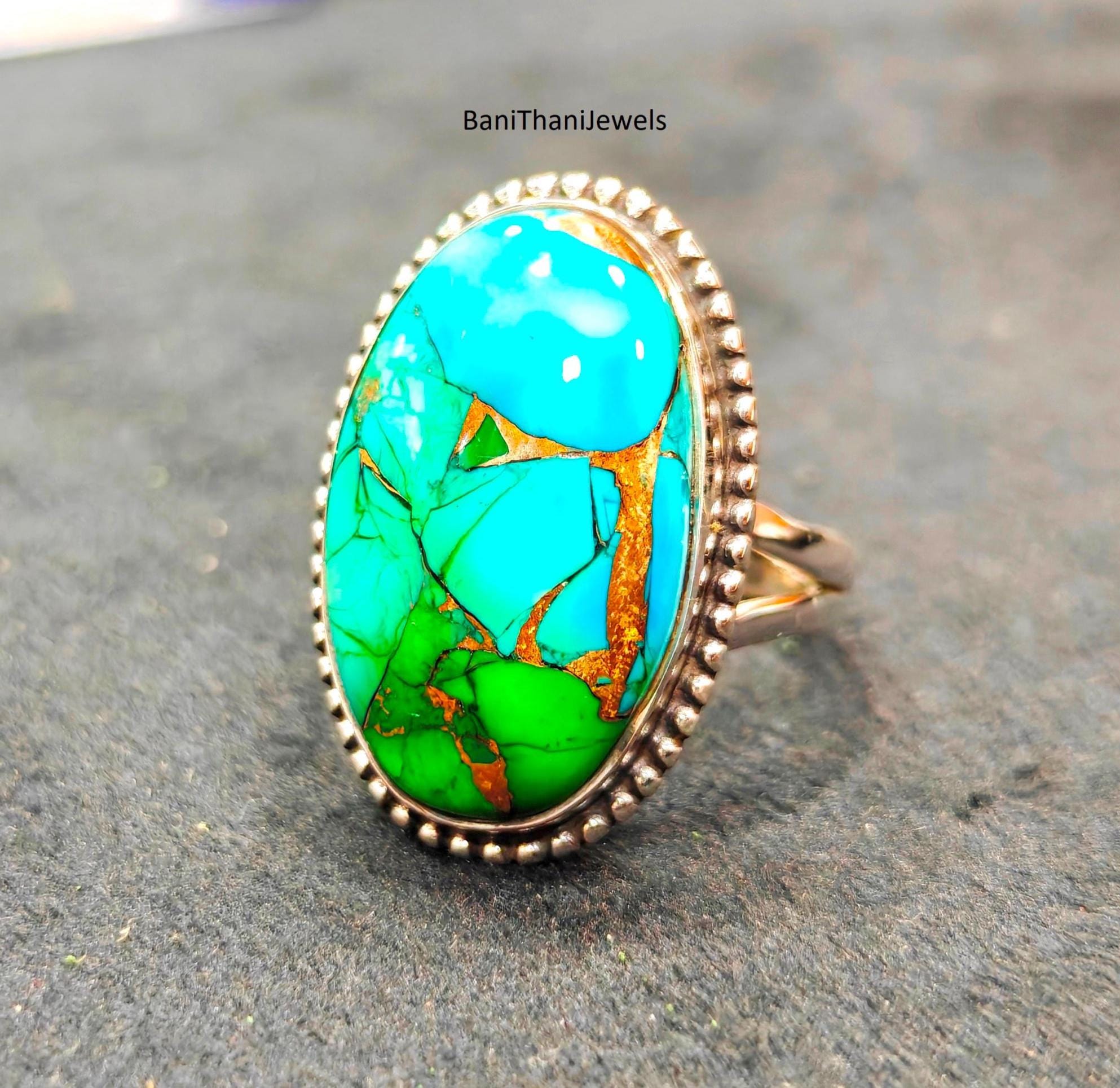 Peacock Dahlia Turquoise 925 Sterling Silver Ring - Etsy