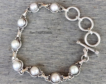 Pearl Bracelet, Pearl Jewelry, Handmade Bracelet, 925 Silver Bracelet, Adjustable Bracelet, Silver Bracelet, Silver Jewelry, Pearl Gemstone