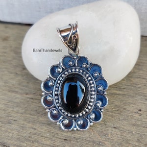 Black Onyx Pendant, Handmade Pendant, Gemstone Pendant, Onyx Pendant, Silver Pendant, Black Onyx Jewelry, Beautiful Pendant, Women Pendant