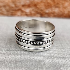 Anillo giratorio de plata, anillo de plata esterlina 925, anillo hecho a mano, anillo de plata, anillo de meditación, anillo de banda, anillo giratorio, joyería de plata