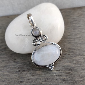 Moonstone Pendant, 925 Silver Sterling Pendant, Moonstone Jewelry, Rainbow Pendant, Women Pendant, Moonstone Necklace, Gemstone Pendant