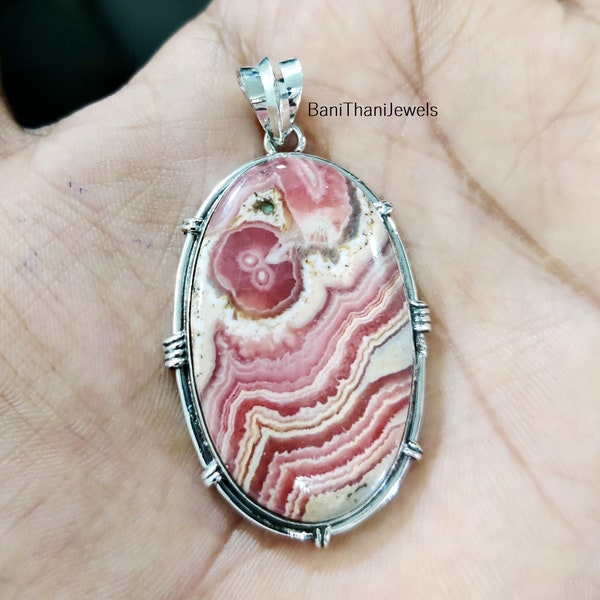 Pendentif rhodochrosite, pendentif pierres précieuses, bijoux rhodochrosite, pendentif femme, pendentif en argent, pendentif en argent sterling 925, pendentif fait main