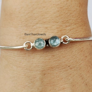 Aquamarine Bangle, Aquamarine Bracelet, Handmade Bangle, Aquamarine Jewelry, Gemstone Bangle, 925 Sterling Bangle, Wedding Gift Jewelry