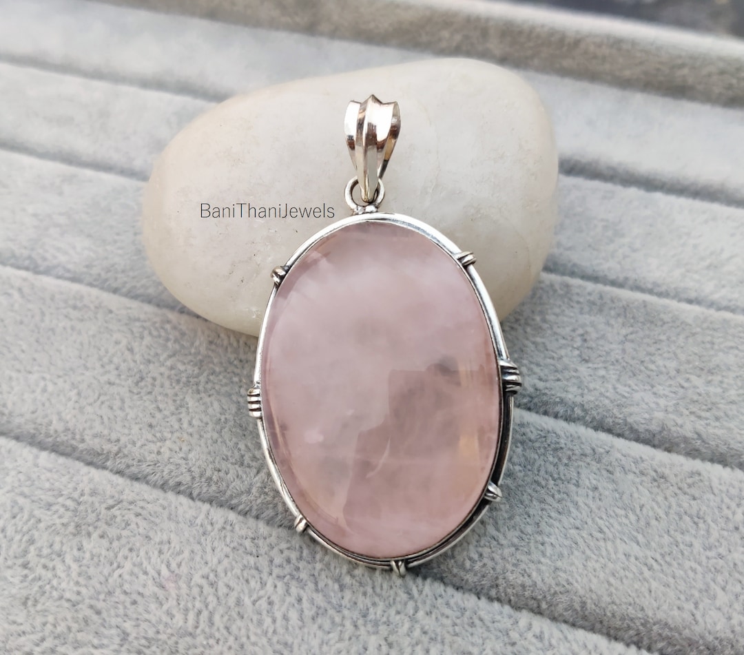Rose quartz pendant etsy Clearance