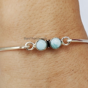 Larimar Bangle, Larimar Bracelet, Handmade Bangle, 925 Silver Bangle, Larimar Jewelry,  Gemstone Bangle, Pretty Bangle, Silver Jewelry