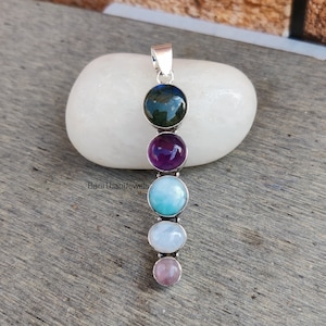 Labradorite Pendant, Amethyst Pendant, Larimar Pendant, Moonstone Pendant, Rose Quartz Pendant, Silver Jewelry, Pretty Pendant, Gift Pendant