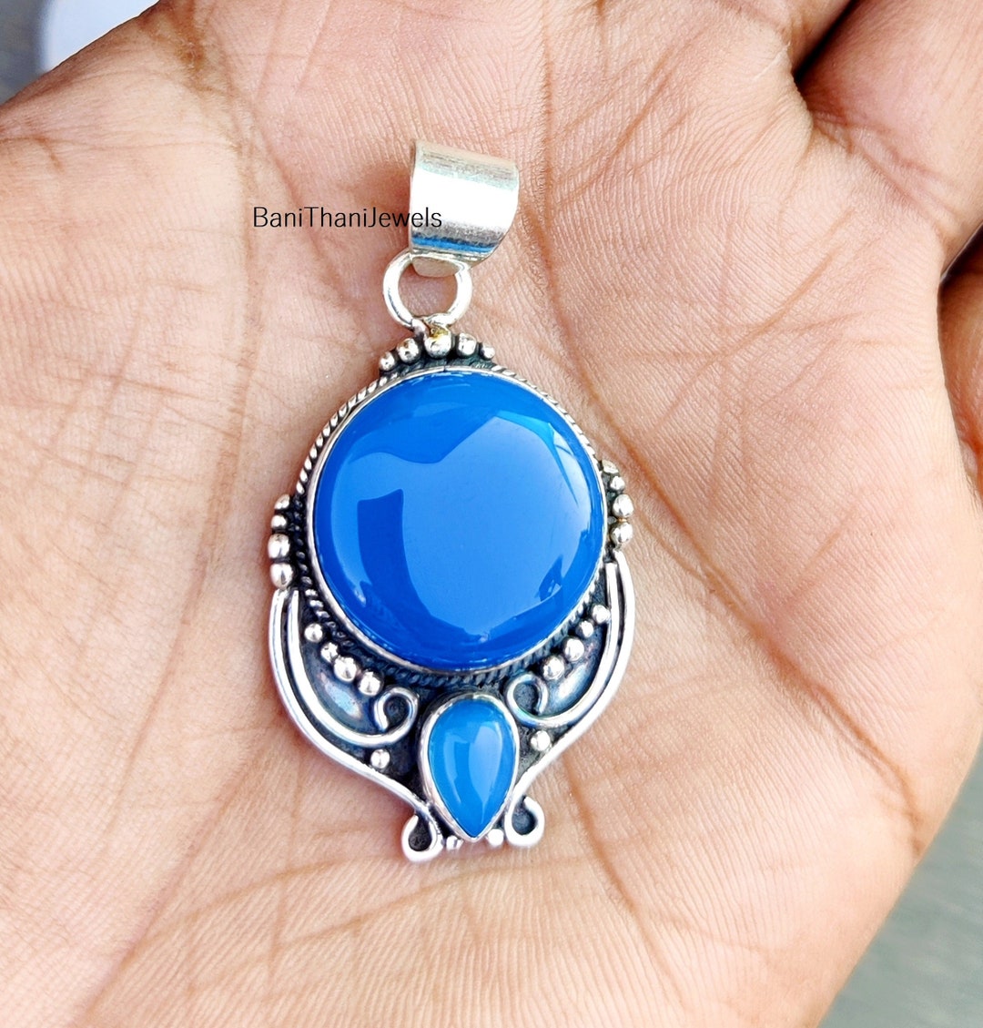 Chalcedony Pendant, 925 Silver Sterling Pendant, Handmade Pendant