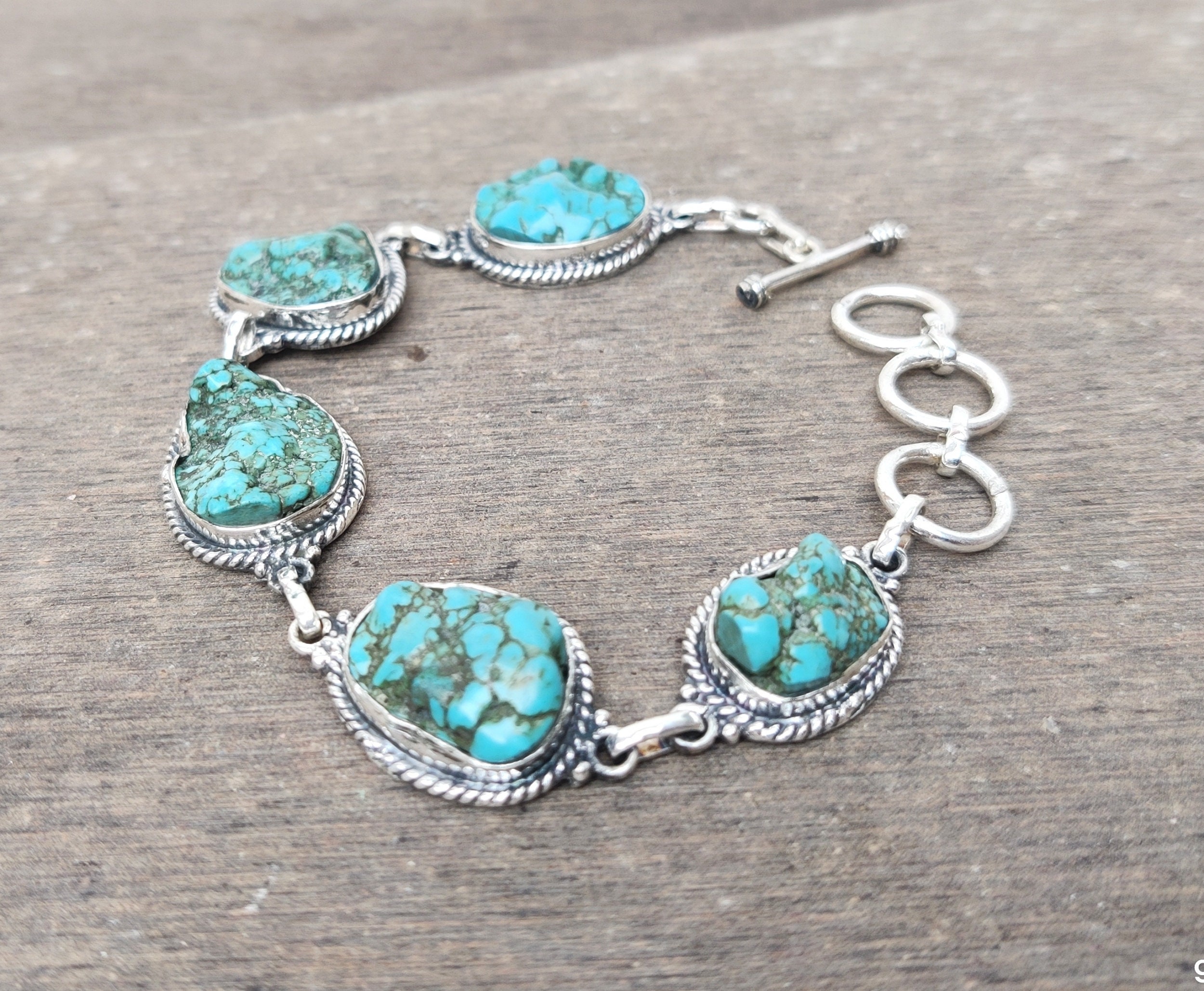 Handmade Tibetan Turquoise 925 Sterling Silver Bracelet - Etsy