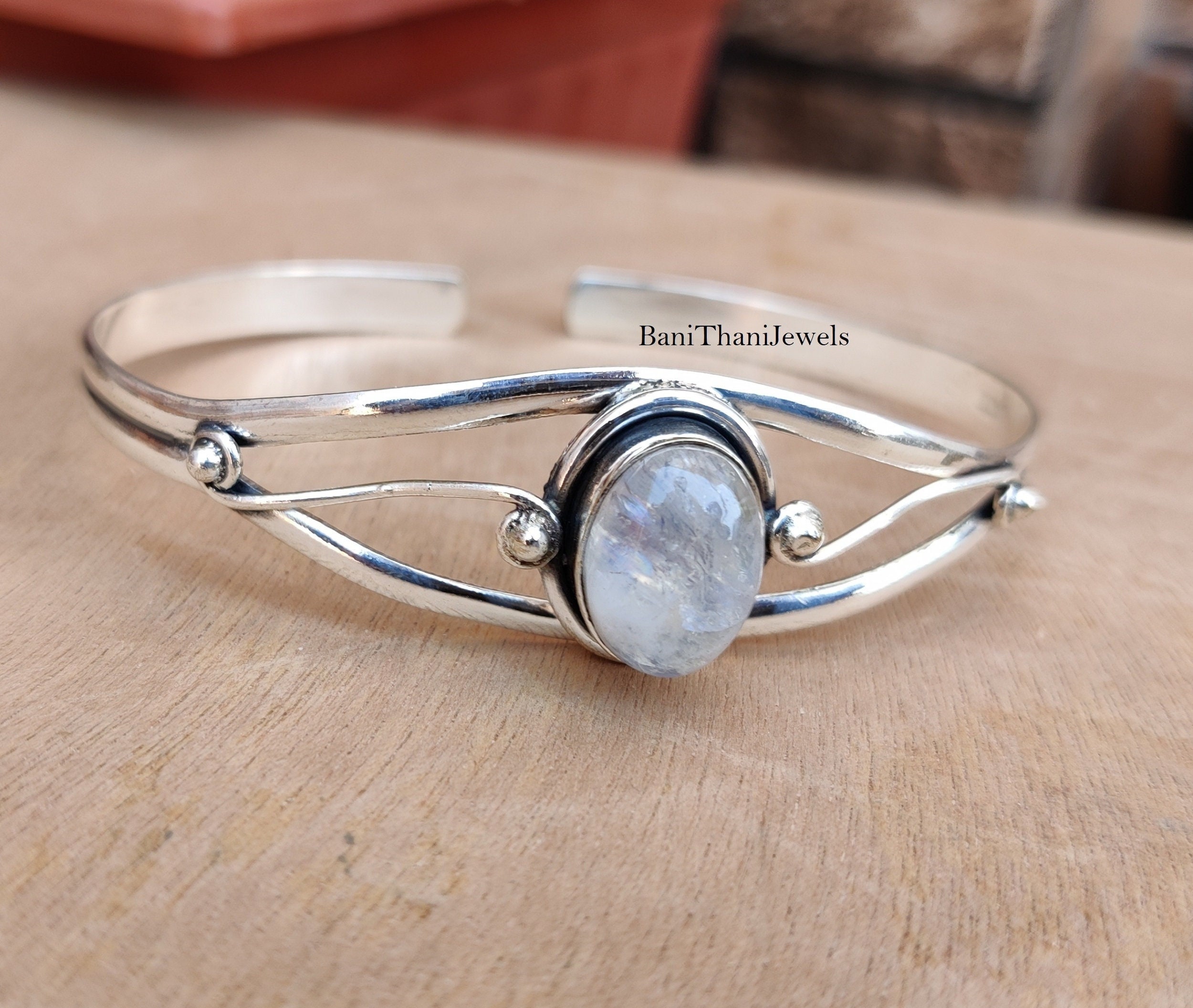 Moonstone Bangle, 925 Sterling Silver Bangle, Gift Bangle, Handmade Bangle, Beautiful Bangle, Moonstone Bracelet, Gemstone Bangle