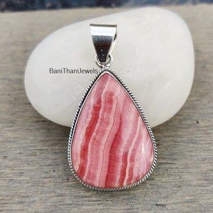 Rhodochrosite Pendant, 925 Silver Sterling Pendant, Handmade Pendant, Gemstone Pendant, Rhodochrosite Jewelry, Women Pendant, Silver Pendant