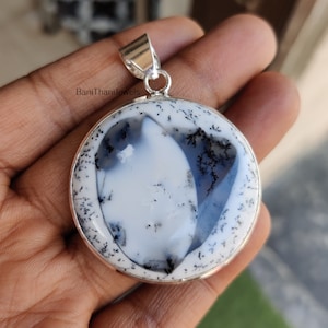 Dendritic Agate Pendant, Dendritic Agate Jewelry, Gemstone Pendant, 925 Sterling Necklace, Agate Pendant, Silver Pendant, Handmade Pendant