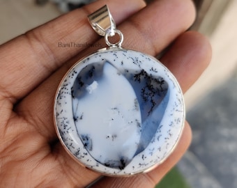 Ciondolo in agata dendritica: collana in argento sterling fatta a mano