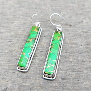 Green Turquoise Earrings, Turquoise Earring, Women Earrings, Turquoise Earrings, Gemstone Earrings, 925 Silver Earrings, Gift For Her