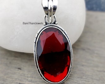 Garnet Pendant, 925 Silver Pendant, Gemstone Pendant, Pretty Pendant, Silver Jewelry, Garnet Jewelry, Women Gift Pendant, Statement Jewelry