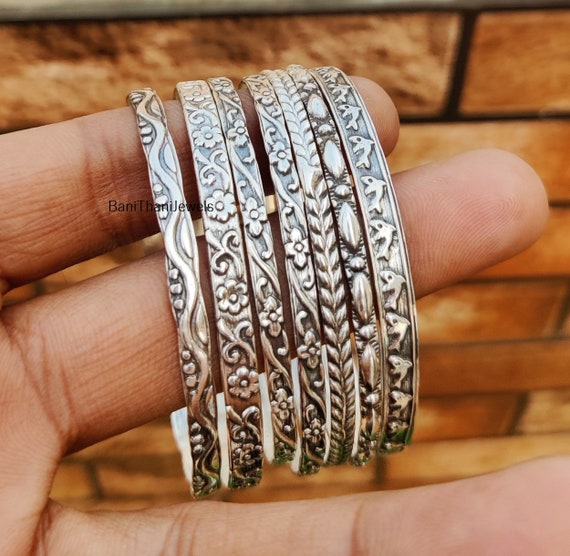 Sterling Silver Bracelet Bangle 7 set Of Silver Bangles, Bangles for Women