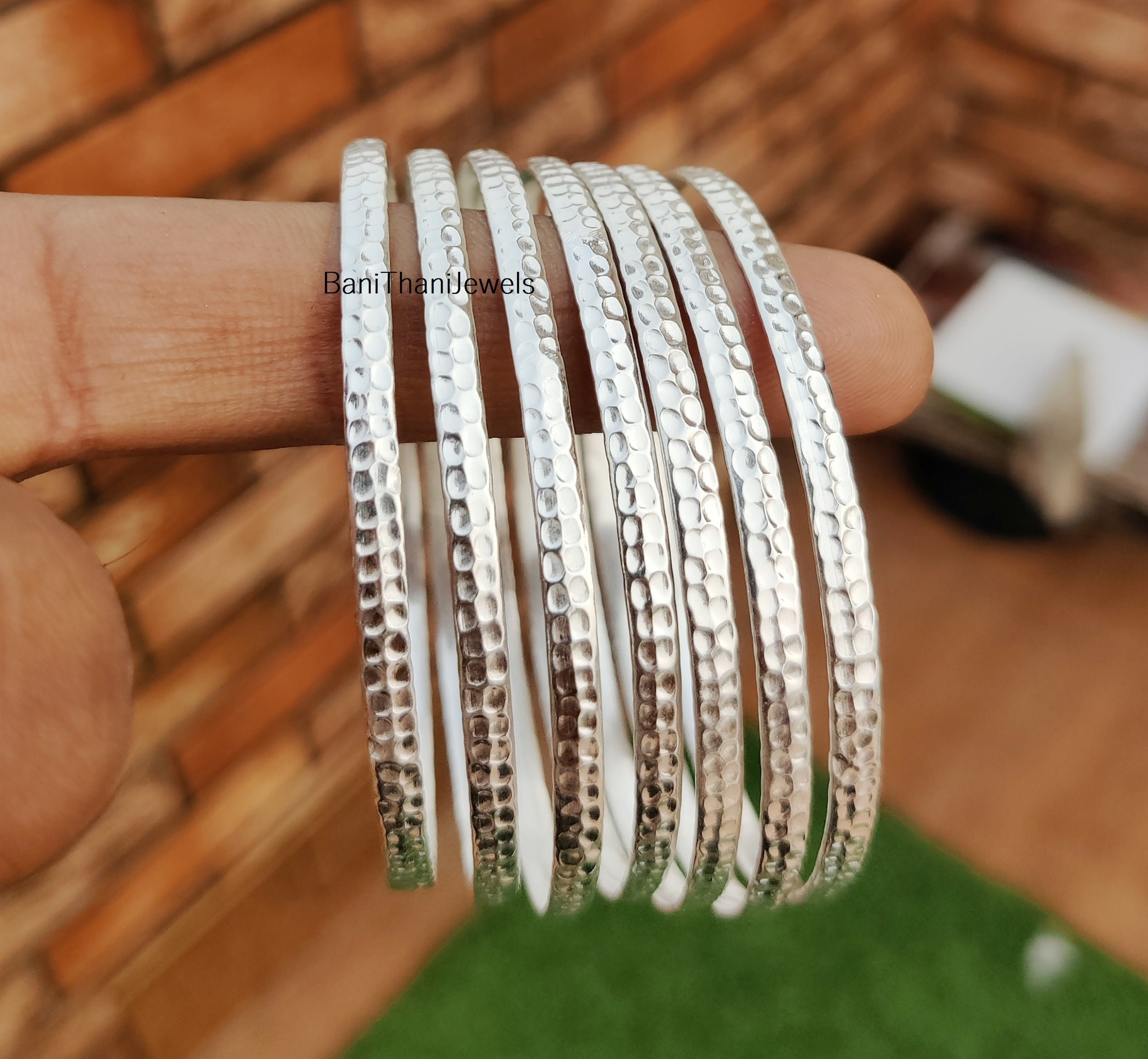 Handmade Hammered 925 Sterling Silver Bangle Set - Stackable - Etsy