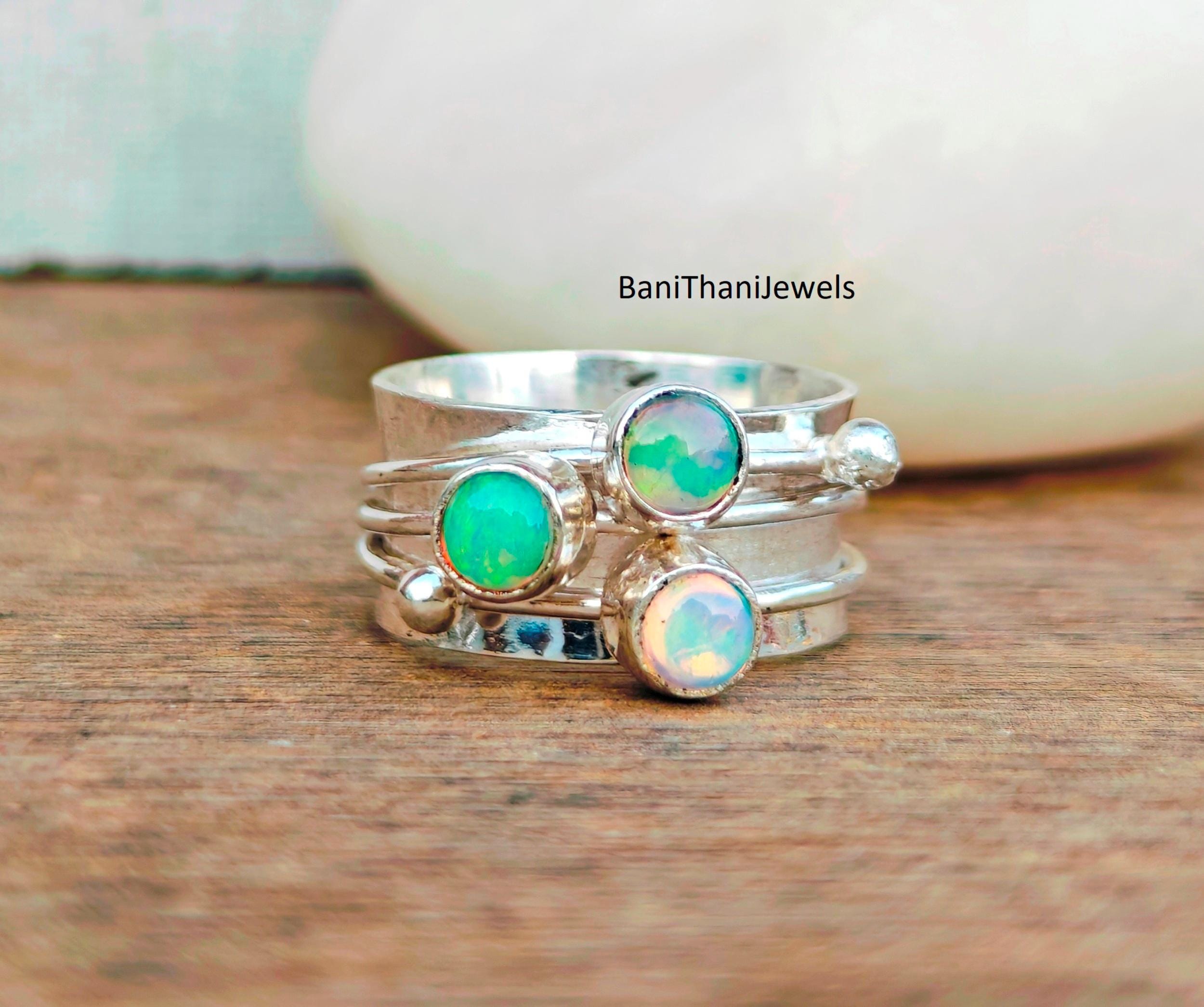 thumbnail image 2 of Natural Ethiopian Opal Ring - 925 Sterling Silver - Oval Multicolor Gemstone - Handmade - All Sizes 2 of 6
