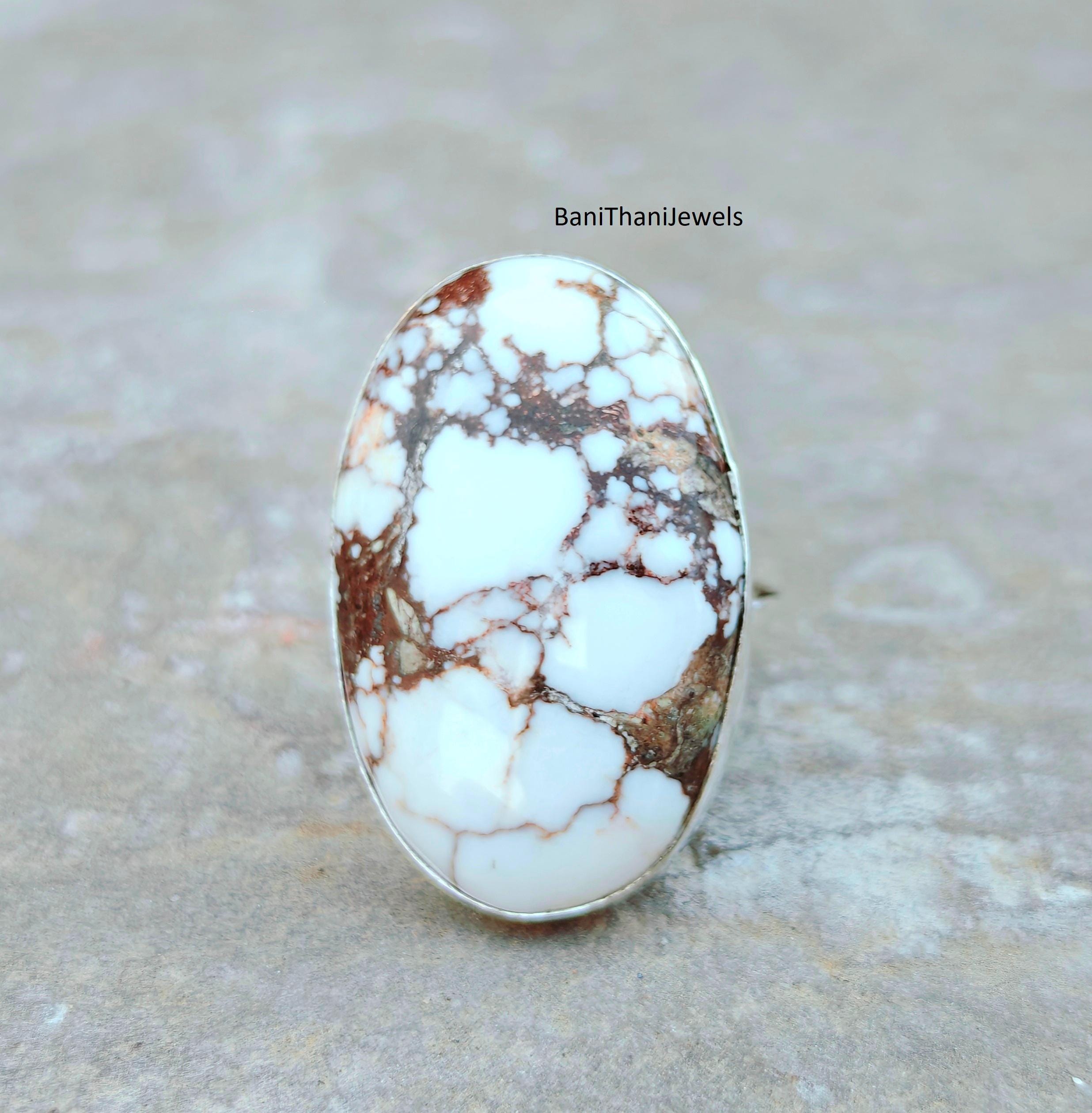 Bague Homme Argent Sterling – Pierre Wild Horse Magnesite – Taille 10