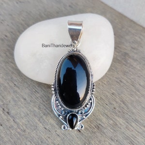 Black Onyx Pendant, Handmade Pendant, Gemstone Pendant, Onyx Pendant, Silver Pendant, Black Onyx Jewelry, Beautiful Pendant, Women Pendant