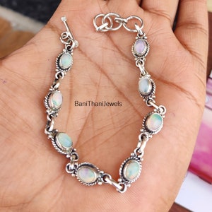 Opal Bracelet, Handmade Bracelet, Gemstone Bracelet, 925 Sterling Silver Bracelet, Adjustable Bracelet, Opal Jewelry, Beautiful Bracelet