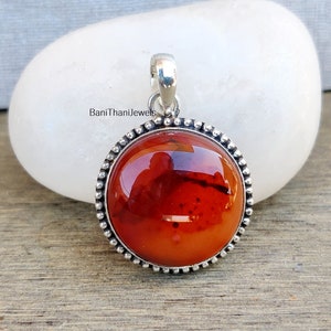 Carnelian Pendant, 925 Silver Sterling Pendant, Carnelian Jewelry, Gemstone Pendant, Women Jewelry , Statement Pendant, Handmade Jewelry