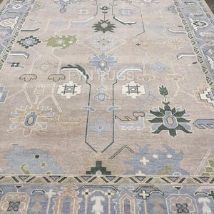 Pastel Green Blue Oushak Hand Knotted Rugs, Handmade Rugs for Living Room-guest room/For Bedroom/Guest Room-Hurry Up!