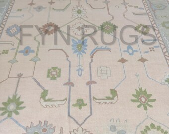 A Vintage Beige/Green Oushak Hand Knotted Rugs, Handmade Rugs for Living Room - Antique Contemporary rug,guest room/For Bedroom-Hurry Up!!!!